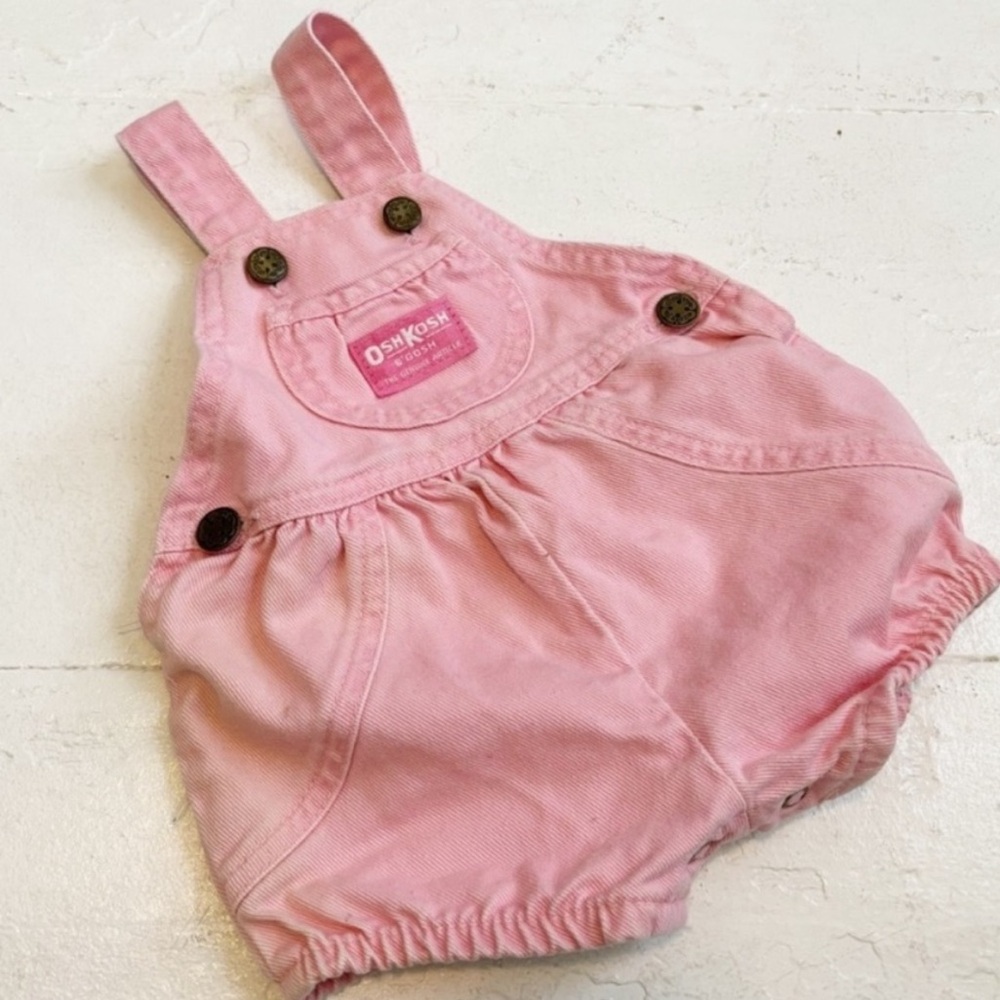Vintage OshKosh Pink Overalls Romper 3-6M